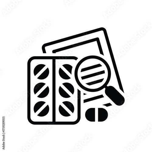 Black solid icon for investigational drug