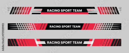 Car race stripes and racing vector design set with graphic sport decals, vinyl elements, and modern automobile decoration for performance vehicles