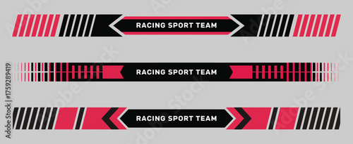 Car race stripes and racing vector design set with graphic sport decals, vinyl elements, and modern automobile decoration for performance vehicles