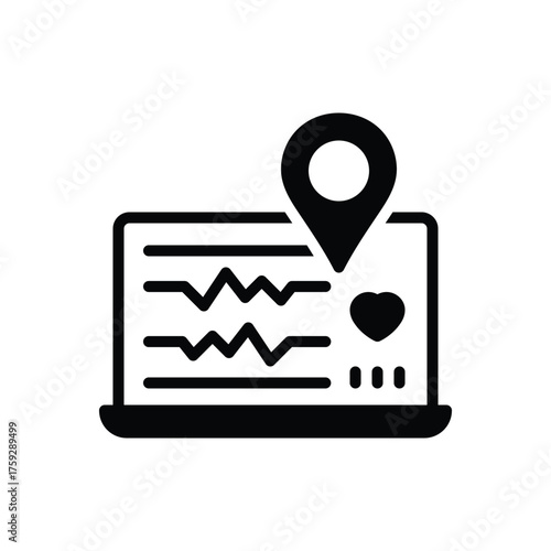 Black solid icon for monitoring visit