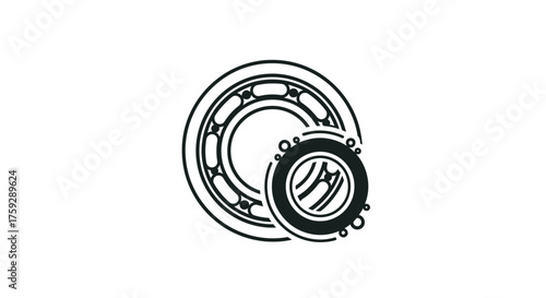 Industrial ball bearing components mechanical engineering precision rotating parts machinery elements vector