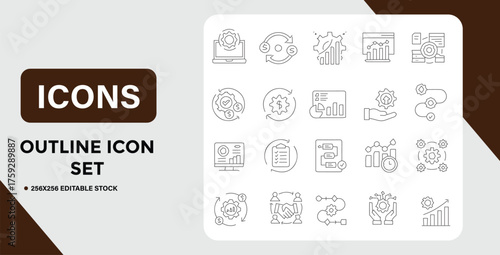 Business and Finance Outline Icon Set for Website and Graphic Design