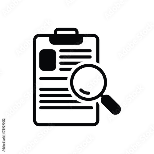 Black solid icon for research findings