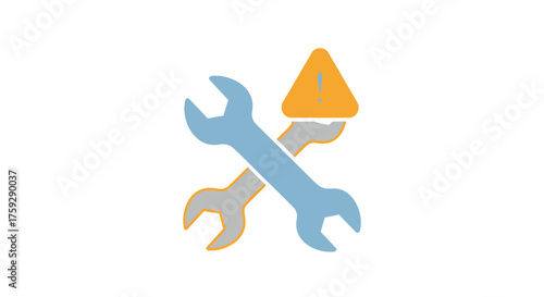 Crossed wrenches and warning sign symbolize maintenance repair caution technical support service vector