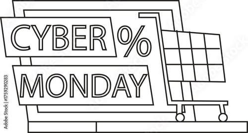 Cyber Monday Shopping Cart Vector Design for Online Discount Sale