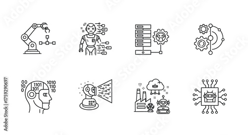 Digital transformation icons representing futuristic technology and innovation concepts vector