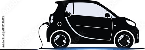 Electric car charging isolated on white background, showcasing sustainable transportation and ecofriendly vehicle technology for a greener future