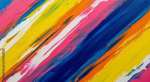 Vibrant Abstract Diagonal Brush Strokes of Colorful Paint Create a Dynamic Pattern of Vivid Hues