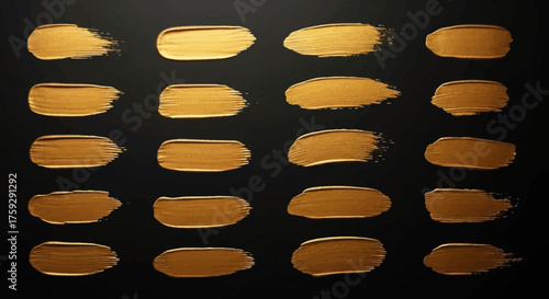 A Collection of Textured Golden Brush Strokes on a Dark Gradient Background Showing Unique Artistry and Design Elements
