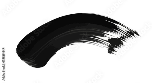 Abstract black brush stroke with a rough texture against a white background a dynamic artistic element for creative design and visual art projects