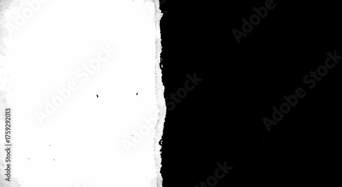 Abstract Representation of Light and Darkness Juxtaposed with Textured Paper Edge Creating a Stark Contrast