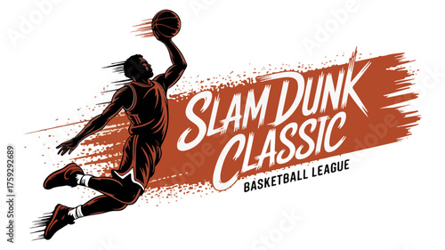 Slam Dunk Classic Basketball Vector Art