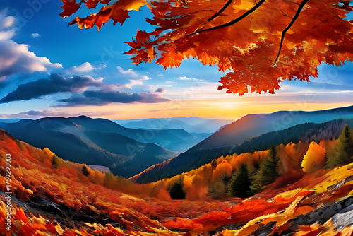 Fantastic morning mountain landscape. Overcast colorful sky
