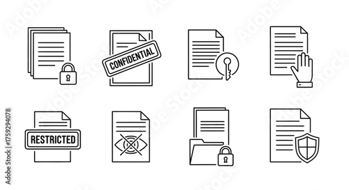 Secure document icons representing privacy confidentiality and data protection concepts vector