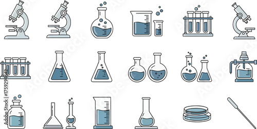 Science Laboratory Equipment Icons Collection