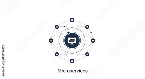 Microservices architecture diagram abstract concept representing distributed systems and software components vector