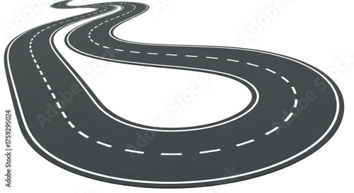 Winding Asphalt Road Journey Success Path Driving Forward Progress for Travel Website Design