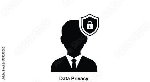Person icon shield lock data privacy security protection concept graphic element vector