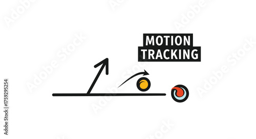 Abstract representation of motion tracking technology and data analysis with object trajectories vector
