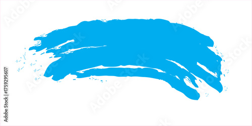 Vibrant blue abstract brush stroke with textured edges and a dynamic artistic feel on a white background