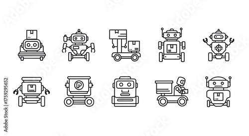 Collection of robotic devices and ai machines icons for technology and innovation concepts vector