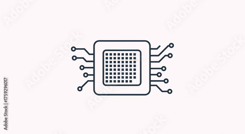 Modern microprocessor chip with connections and pins for advanced computing technology vector