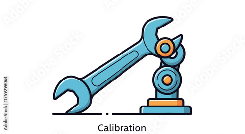 Industrial calibration wrench icon symbolizing precise engineering and mechanical adjustments for accuracy and quality control vector