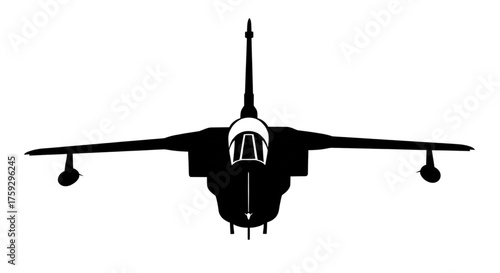 Front View Jet Fighter Aircraft Silhouette for Military Aviation Design Projects