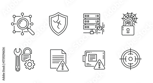 Digital security and it service icons representing data protection network security and system maintenance vector