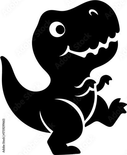 Cute T-Rex Vector Illustration in Black and White
