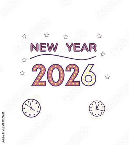 Golden Hello New Year 2026 Celebration Vector