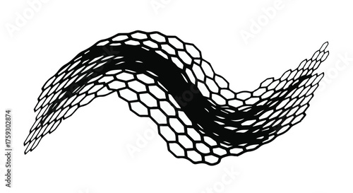 Abstract wavy honeycomb structure with dark center on white background