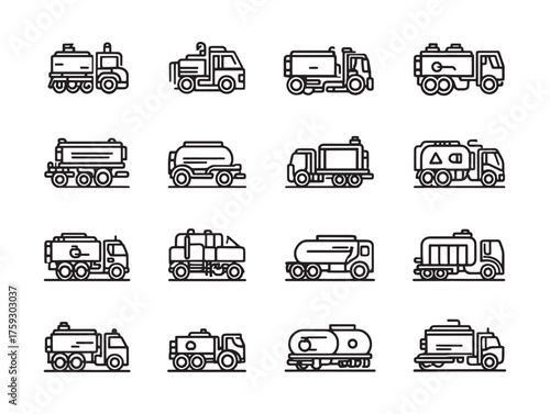 Fuel Truck Line Art Heavy Duty Transport