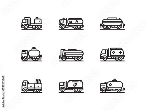 Fuel Truck Line Art Modern Vehicle Illustration