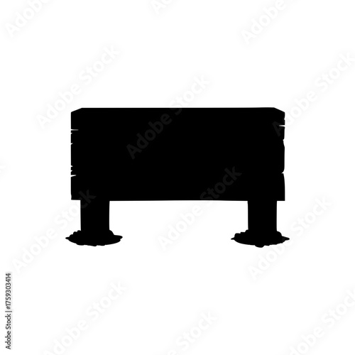 black bench isolated on white, signpost wood