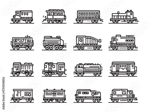 Freight Train line art speeding through landscape