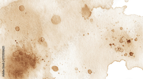 Vintage Brown Coffee Stain Watercolor Texture Background