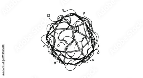 Intricate abstract geometric shape with flowing organic lines, symbolizing complexity and creativity