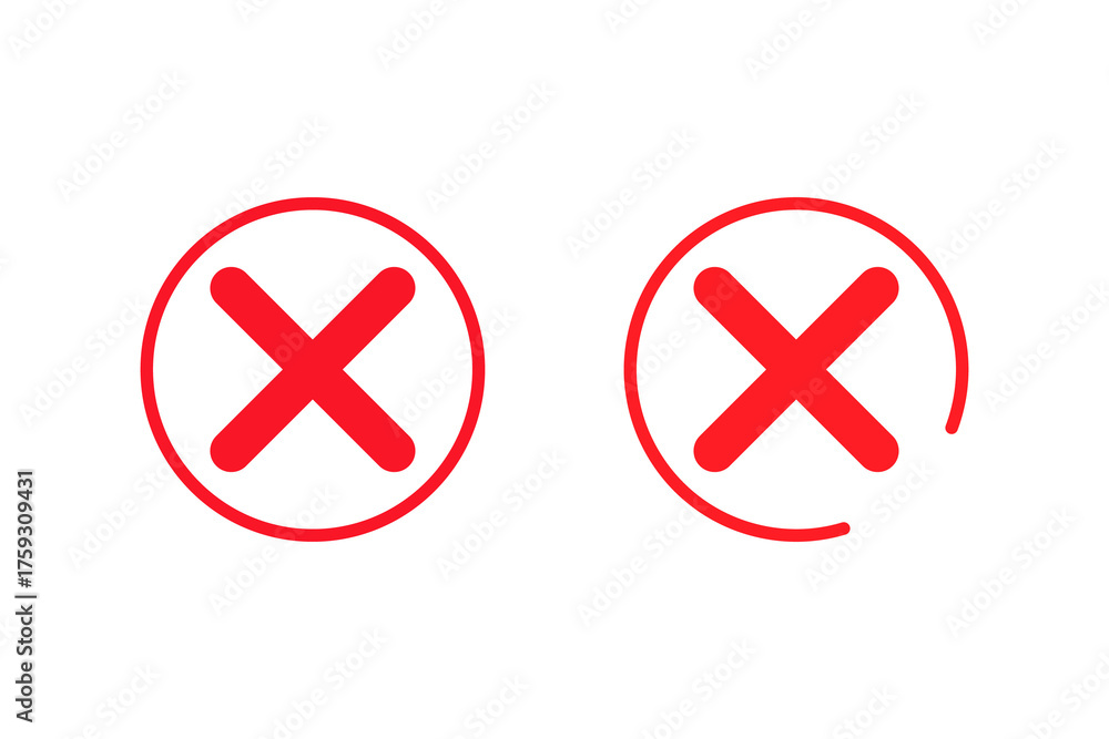 Fototapeta premium Red cross mark isolated on transparent background vector illustration design