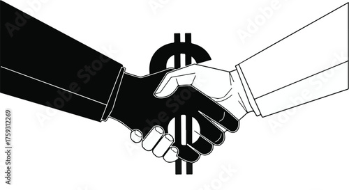Diverse hands shaking in agreement, symbolizing a successful business deal and partnership with financial success.