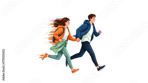 Couple Running Together in Motion, Symbolizing Shared Journey and Active Lifestyle