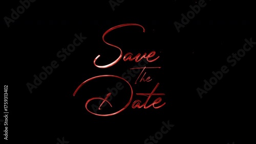 Save the date in elegant red cursive font. Perfect for wedding invitations, event announcements, and social media graphics.