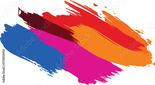Colorful brush stroke vector, abstract paint texture design, layered artistic swipes, vibrant motion composition, creative splash illustration, expressive art element