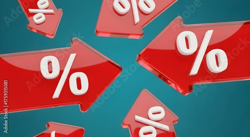 Percentage Trends: Directional Arrows for Financial Metrics and Rate Changes
