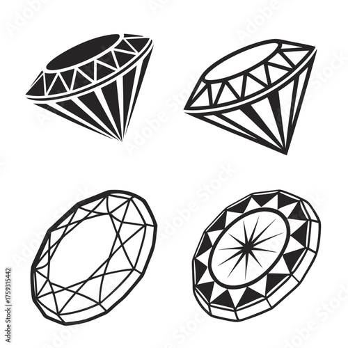 Vector art of collection of diamond gem stones in vector format