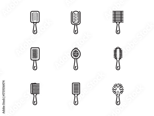 Hairbrush line art daily grooming tool