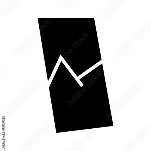 Black and white upward arrow chart icon symbolizing analytics, business growth, or performance improvement. Simple geometric flat style for finance, marketing, or data visualization themes.