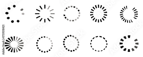 Loader vector icon in circle button. Loading sign isolated on white background, symbol for upload and download round process.

