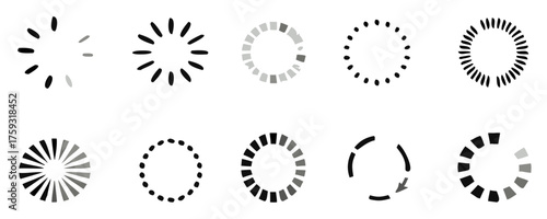 Loader vector icon in circle button. Loading sign isolated on white background, symbol for upload and download round process.

