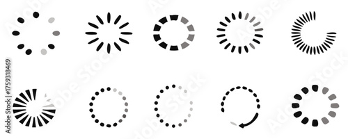 Loader vector icon in circle button. Loading sign isolated on white background, symbol for upload and download round process.

